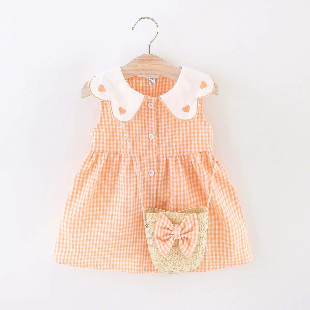 Robe Bébé Fille Sans Manches – Col Cœur en Dentelle