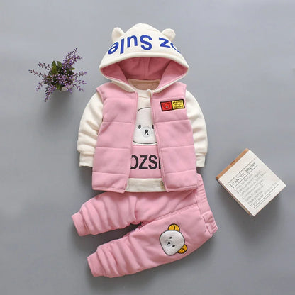 Ensemble Enfant Automne-Hiver – Gilet à Capuche Épais & Tenue Confort