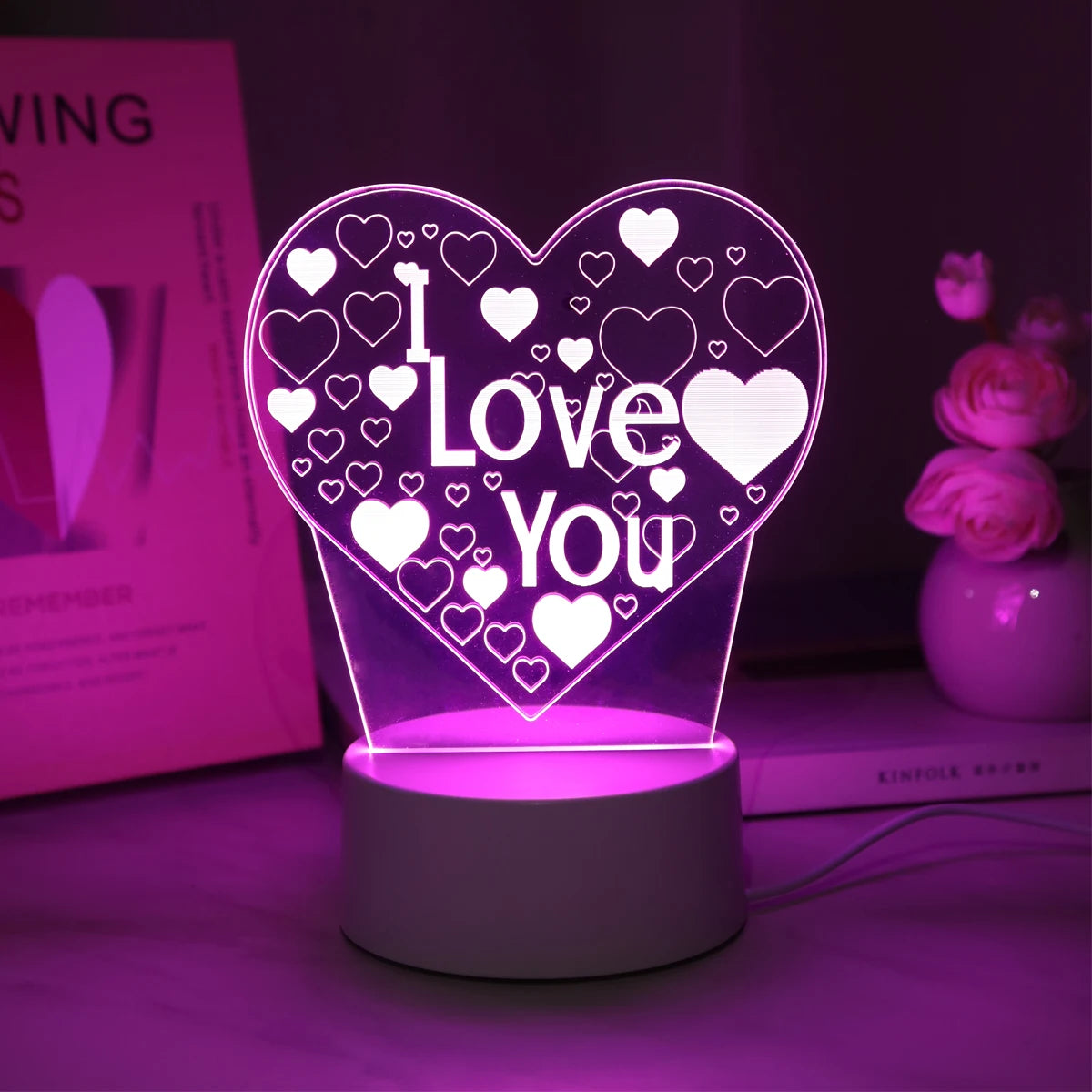 Veilleuse 3D “I Love You” – Lumière Romantique Élégante (Cadeau Saint-Valentin)