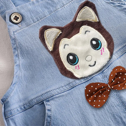 IENENS – Salopette short en jean bébé garçon avec motifs animaux (9 à 24 mois)