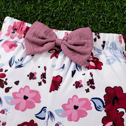 Ensemble Bébé Fleuri – Haut Mauve & Bas Imprimé Floral