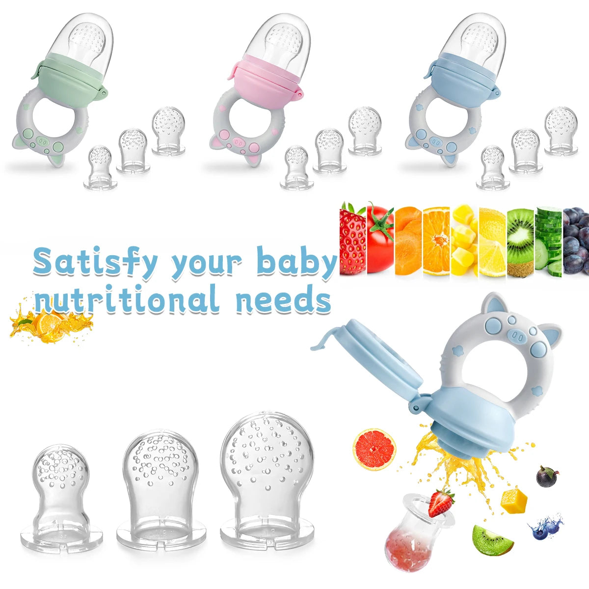 Mangeoire à fruits bébé en silicone – Apprentissage sécurisé