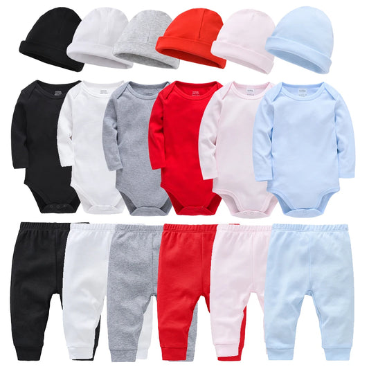 Ensemble Bébé 3 Pièces 100% Coton – Barboteuse, Pantalon & Bonnet | Douceur Essentielle