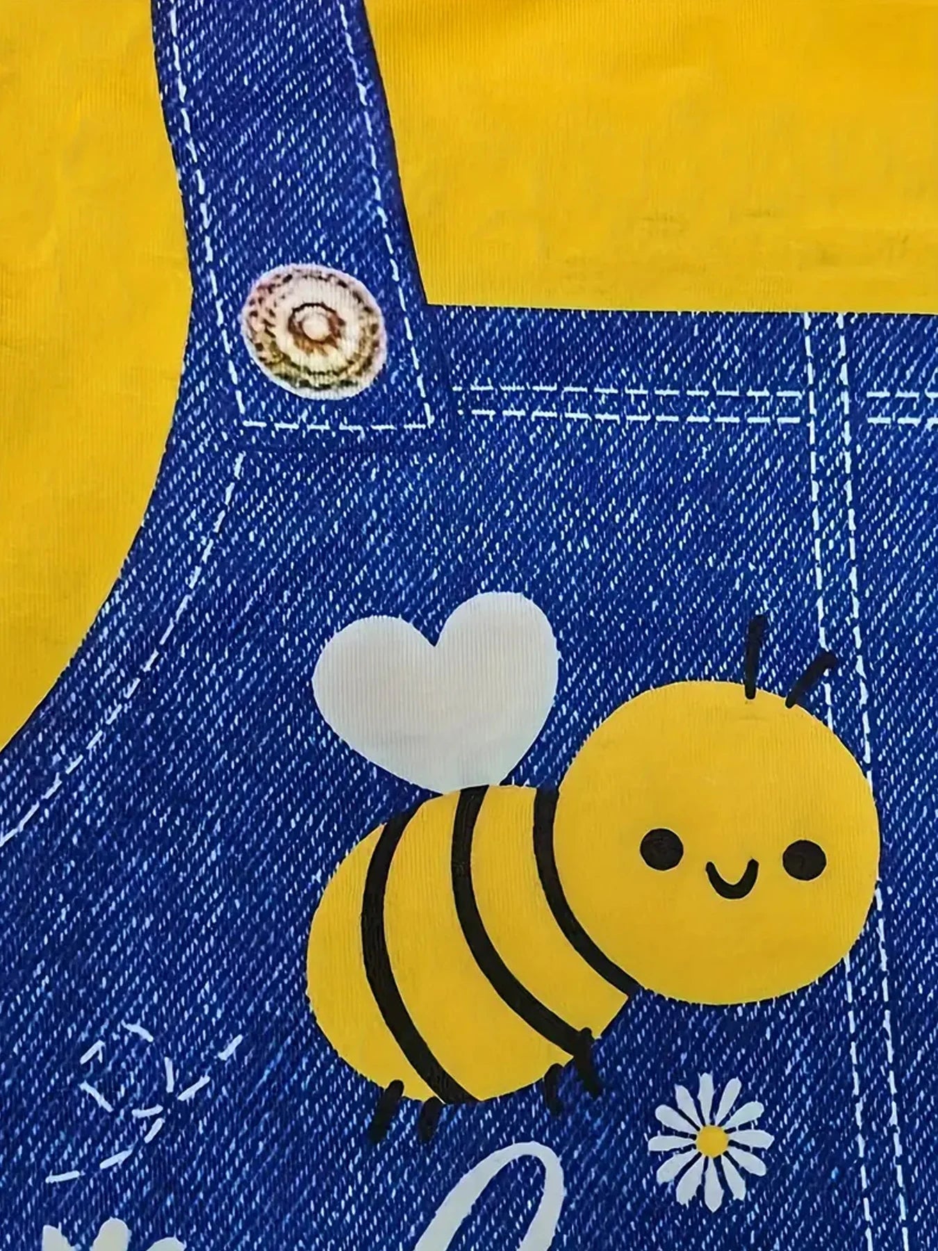 Robe Salopette Petite Abeille – Jaune & Denim (Fille)
