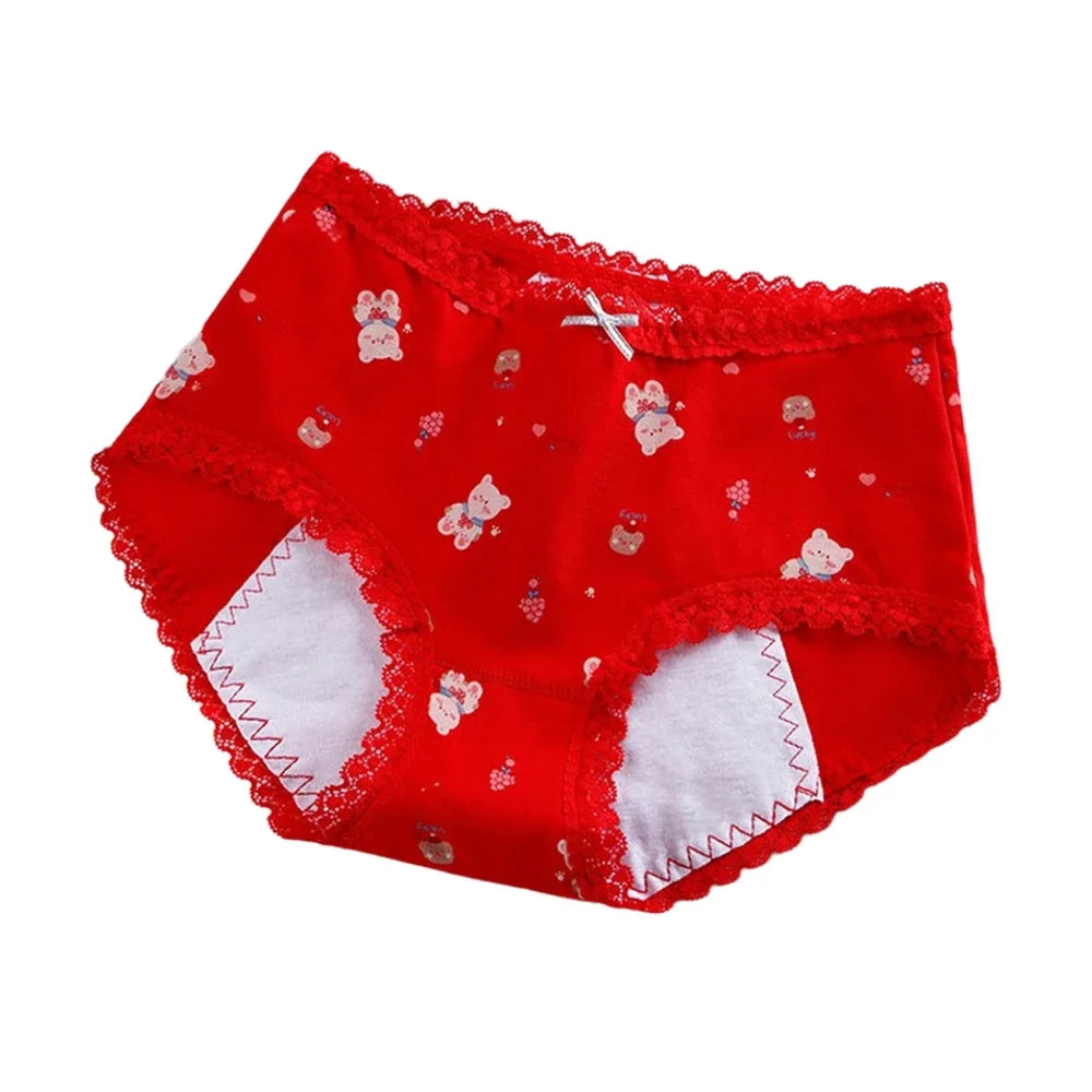 Slips courts en coton pour filles, pantalons physiologiques anti-fuite en dentelle, pour adolescents de 3 à 18 ans, nouvelle collection 2024
