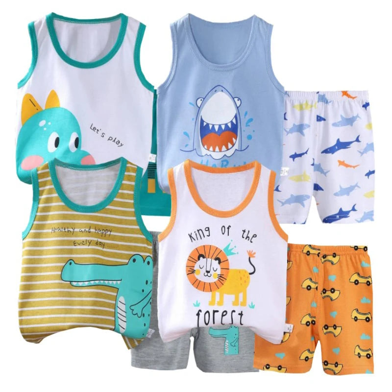 Ensemble pyjama été enfant 2 pièces – Motif dinosaure (12 mois à 5 ans)