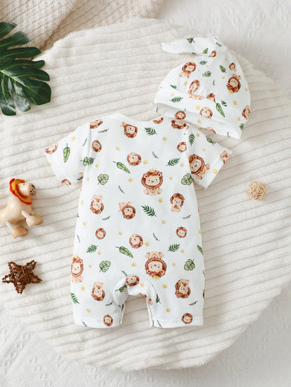 Sweat bébé garçon motif lion – Ensemble confortable à manches courtes