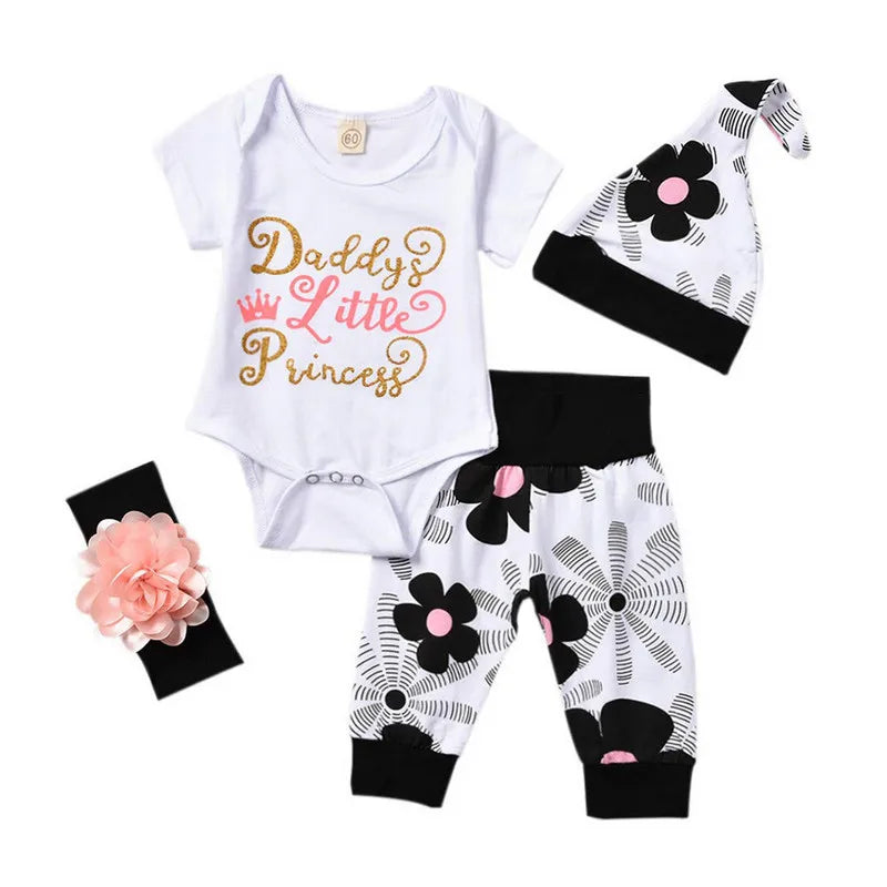 Ensemble Bébé Fille 3 Pièces “Princesse” – Body + Pantalon + Bonnet | 0–12 Mois