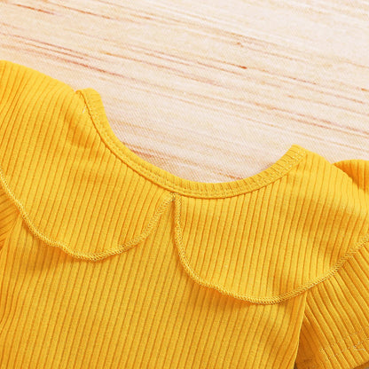 Tenue d’été bébé fille – Haut à manches volantées + short motif tournesols