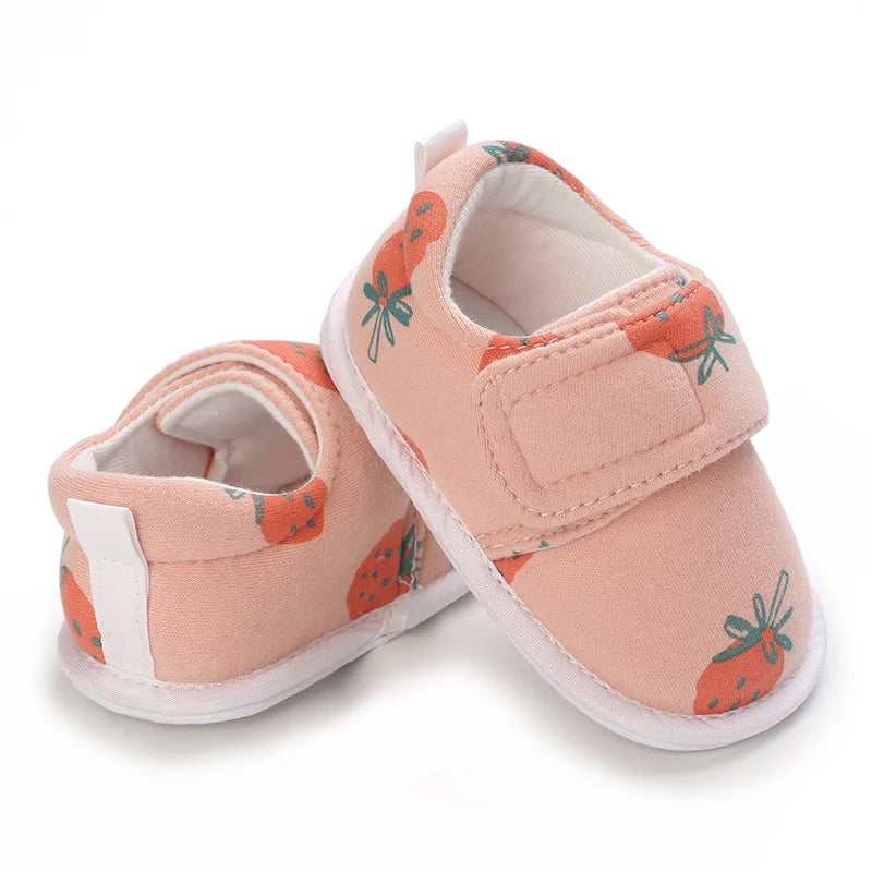 Chaussures premiers pas bébé fille – Semelle souple antidérapante – Fermeture scratch (0–12 mois)