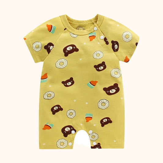 Vêtements pour nouveau-né garçon et fille, body en coton, barboteuse d'été à manches courtes, vêtements de nuit pour nourrissons et tout-petits