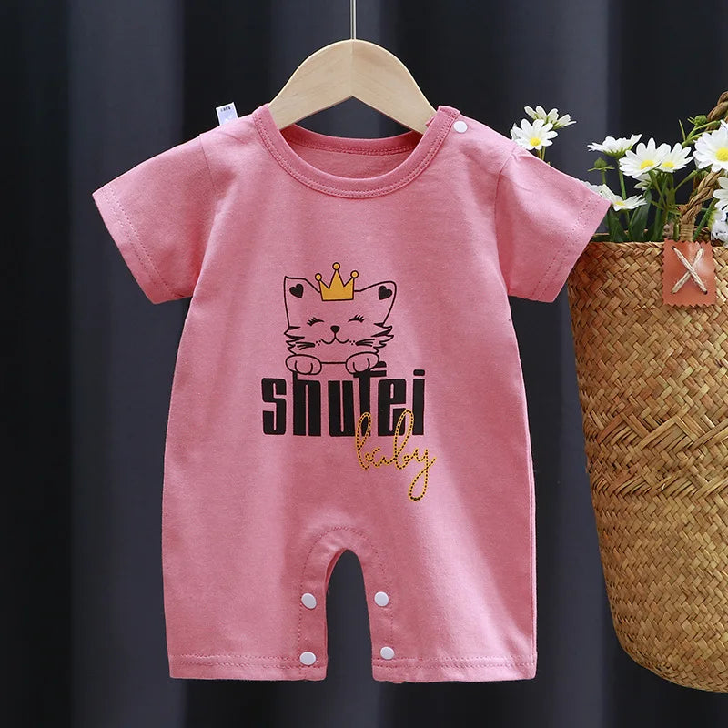 Barboteuse d'été pour bébés filles, vêtements en coton à manches courtes, combinaison pour nouveau-né garçon, body pour nouveau-nés