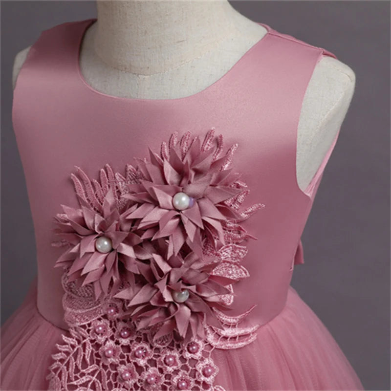 Robe de Princesse en Tulle & Dentelle – Cérémonie & Fête pour Fille (7–13 ans)