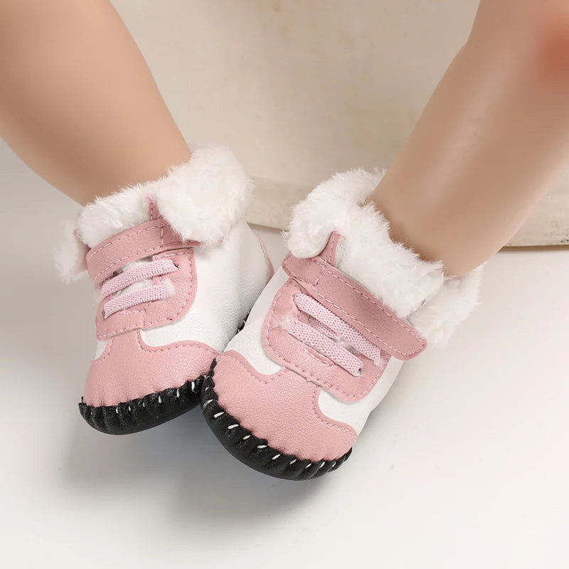 Bottes de neige bébé chaudes et mignonnes en peluche – antidérapantes, pour garçons et filles