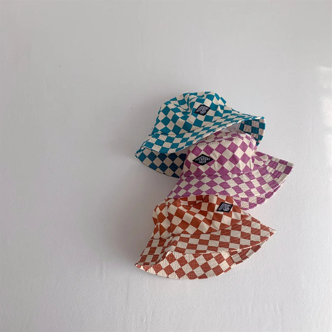 Bob Bébé & Enfant à Motif Damier – Chapeau Léger et Stylé pour le Soleil (Garçon & Fille)