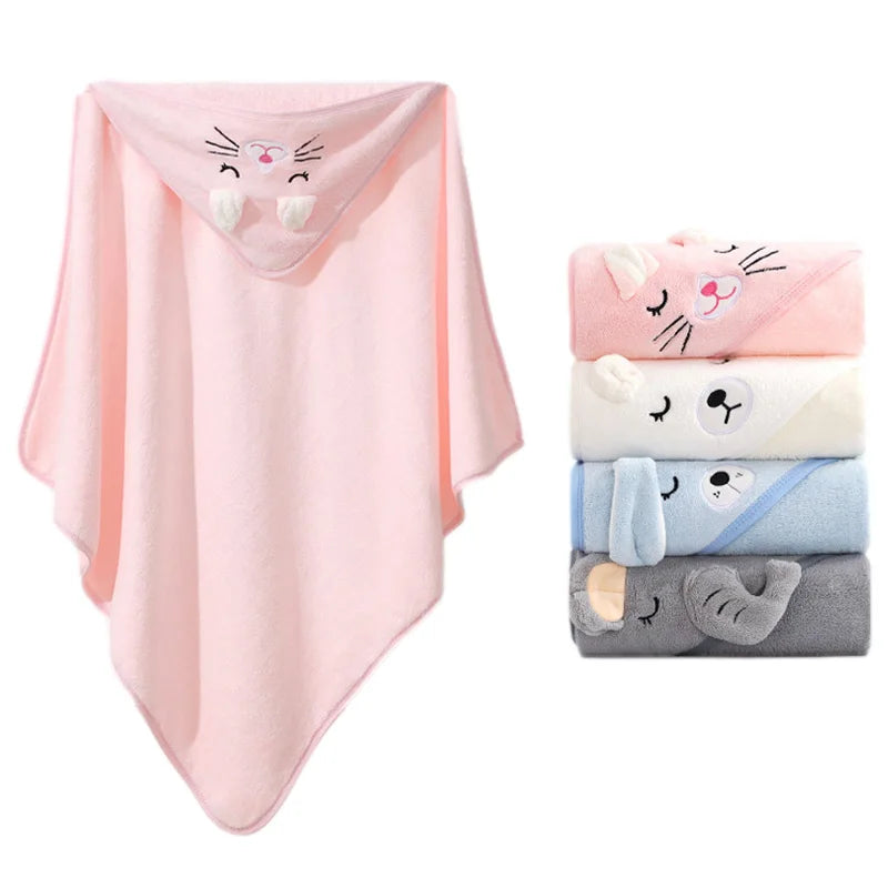 Serviettes de bain pour bébé, animaux de dessin animé, douces, à capuche, pour nouveau-né, couverture, peignoir pour tout-petits, lange d'emmaillotage chaud pour garçons et filles
