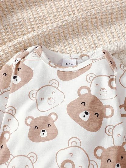 Ensemble Bébé Ourson 4 Pièces – Tenue Douce Nouveau-Né