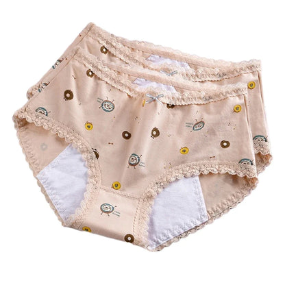 Slips courts en coton pour filles, pantalons physiologiques anti-fuite en dentelle, pour adolescents de 3 à 18 ans, nouvelle collection 2024