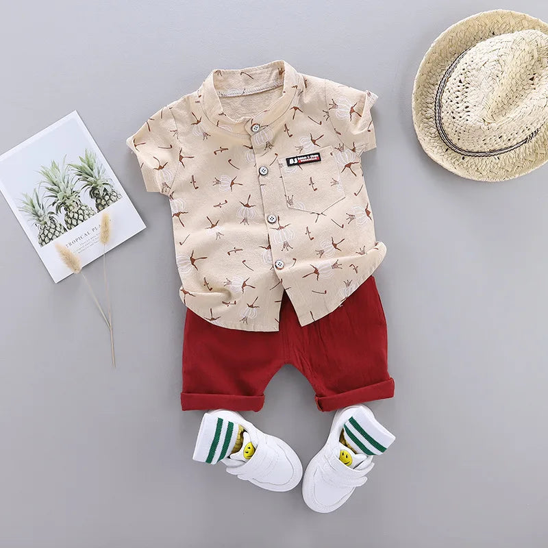 Ensemble Bébé Garçon Été en Coton – Chemise et Short Confort