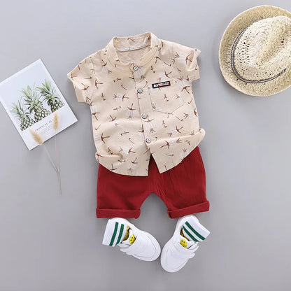 Ensemble Bébé Garçon Été en Coton – Chemise et Short Confort