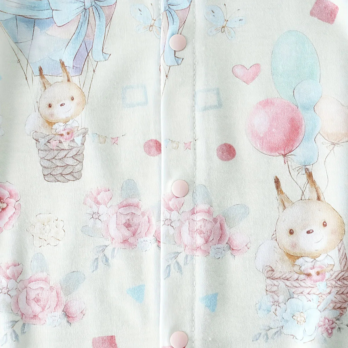 Barboteuse Bébé Fille Écureuil & Ballon – Combinaison d’Été Douce et Confortable