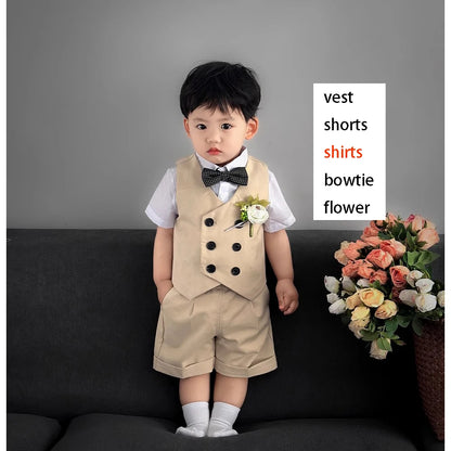 Costume gilet pour enfants printemps été garçons robe de mariée premier anniversaire de bébé garçon Costume de spectacle de piano enfants gilet pantalon