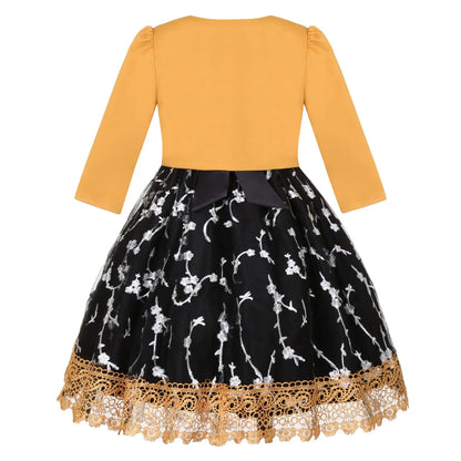 Robe Princesse Fille 2 Pièces (Robe + Veste) – Noir & Rose | Cérémonie, Anniversaire, Piano (5–14 ans)