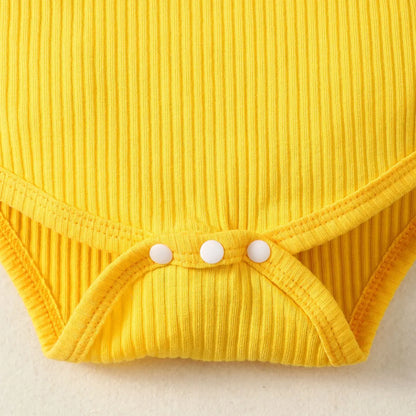 Tenue d’été bébé fille – Ensemble jaune motif tournesols avec jupe et bandeau