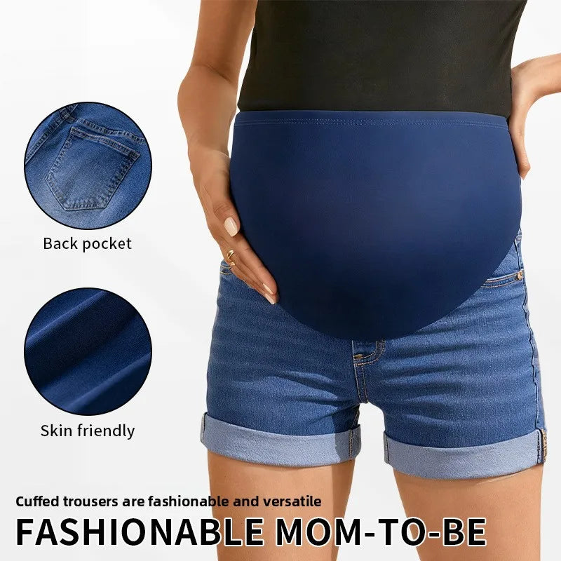 Short de Maternité en Jean – Confort d’Été pour Future Maman