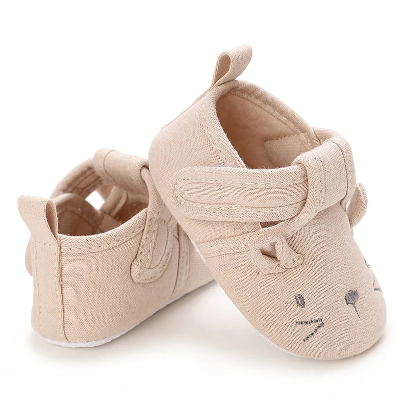 Chaussures premiers pas bébé fille – Semelle souple antidérapante – Fermeture scratch (0–12 mois)