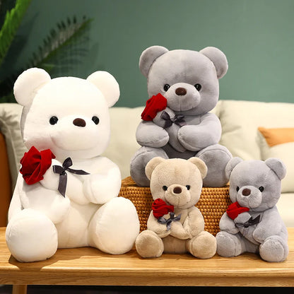 : Ours en Peluche Kawaii avec Roses – Cadeau Saint-Valentin