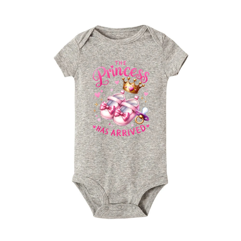 Barboteuse bébé fille “La princesse est arrivée” – Manches courtes – 0 à 24 mois