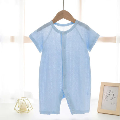 Barboteuse bébé 100 % coton (0–24 mois) – Pyjama d’été doux et respirant