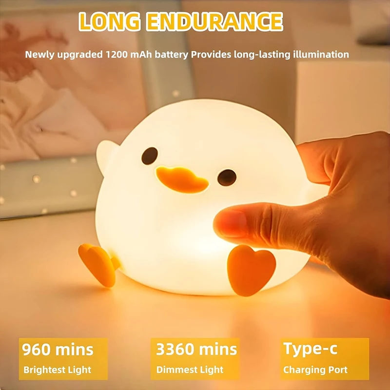 Veilleuse Canard Rechargeable – Lampe Bébé Douce à Intensité Variable