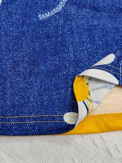 Robe Salopette Petite Abeille – Jaune & Denim (Fille)