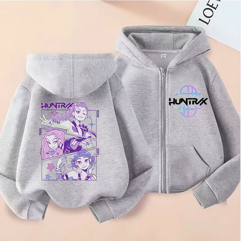 Sweat à Capuche Zippé Enfant – Style K-Pop Moderne (7–12 ans)