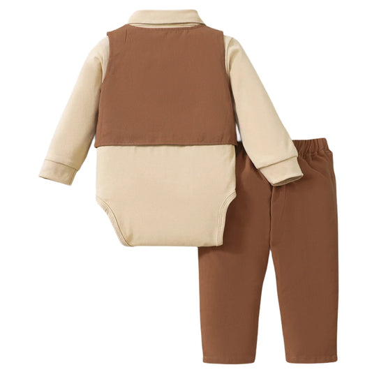 Tenue de gentleman à manches longues pour garçon, ensemble de barboteuses monochromes pour bébé, vêtements pour nouveau-né imbibés, premier anniversaire, printemps et automne, 3-36 mois
