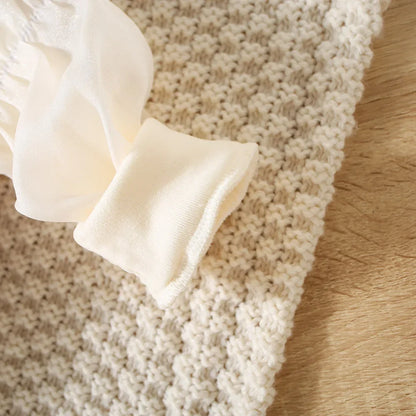 Robe Bébé Fille Élégante à Manches Longues – Dentelle & Broderie Lapin