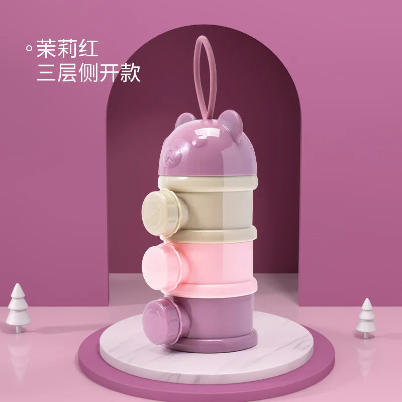Boîte doseuse portable pour lait en poudre bébé – 3 ou 4 compartiments empilables, pratique pour sorties et voyages
