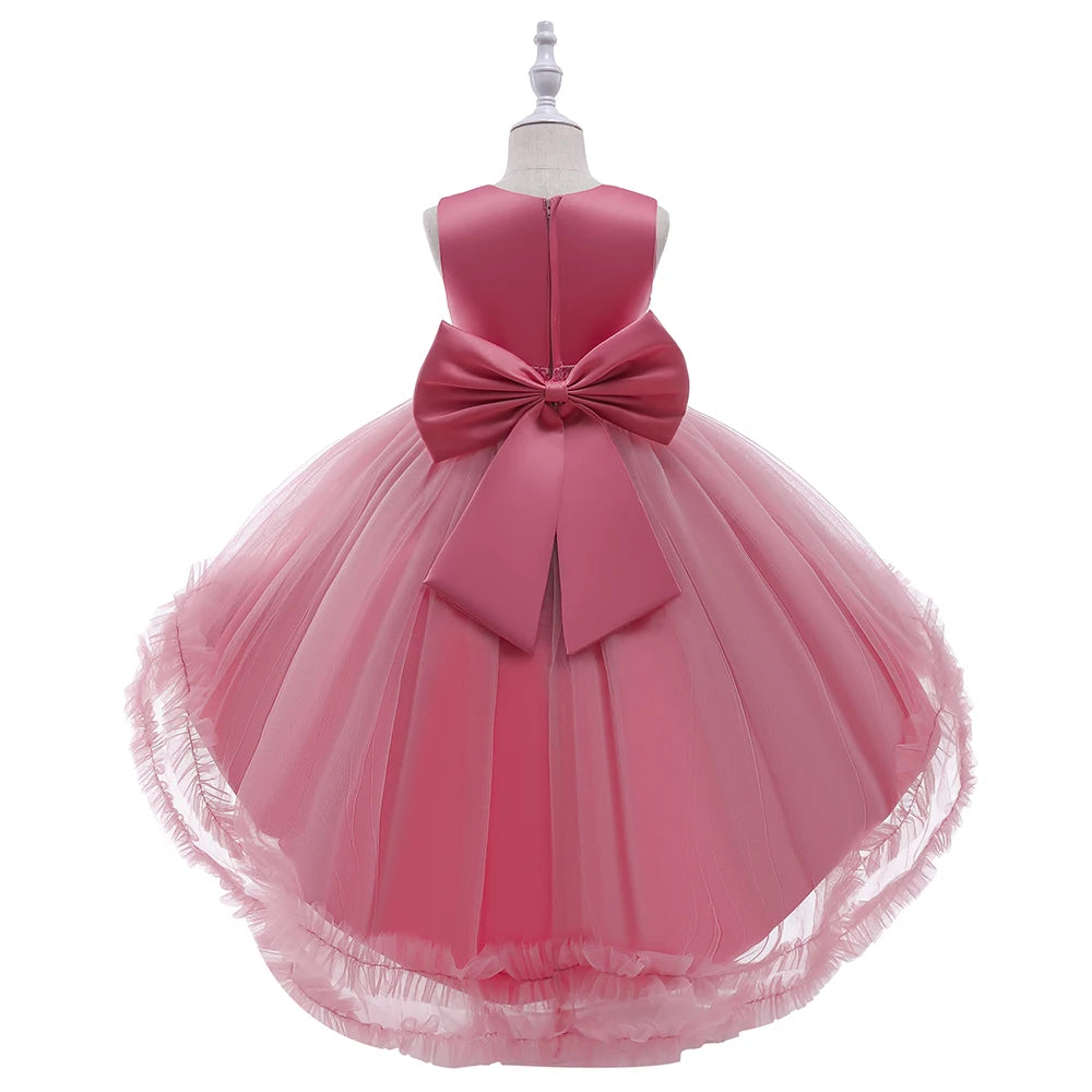 Robe Princesse Fille Traîne Tulle – Cérémonie, Mariage, Anniversaire & Noël (2–10 ans)
