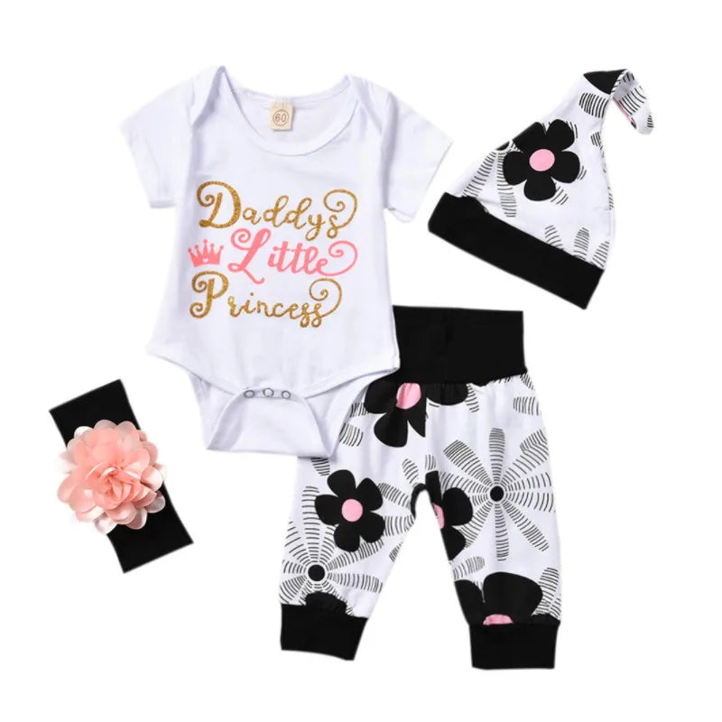 Ensemble Bébé Fille 3 Pièces “Princesse” – Body + Pantalon + Bonnet | 0–12 Mois