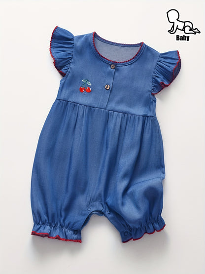 Barboteuse élégante bleue pour bébé fille – combinaison d’été légère et confortable