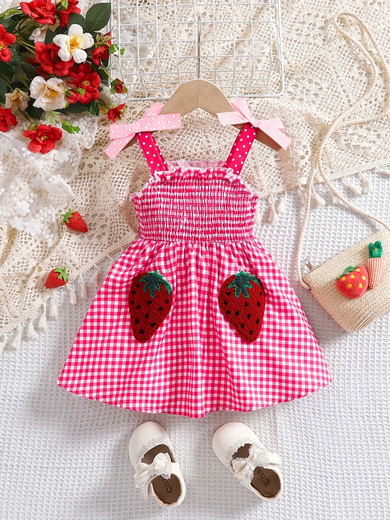 Robe bébé fille vichy fraise – Tenue estivale douce et élégante