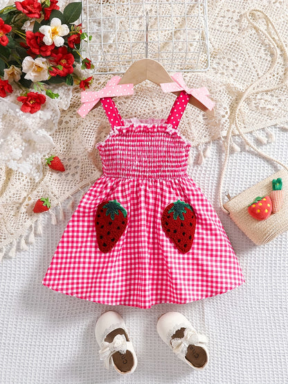 Robe bébé fille vichy fraise – Tenue estivale douce et élégante