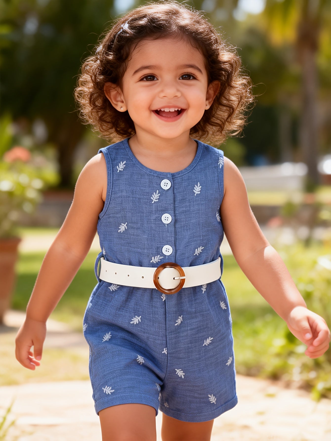 Barboteuse Fille Denim Été – Combinaison Élégante avec Ceinture