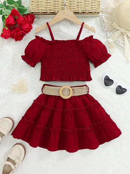 Ensemble jupe princesse épaules dégagées – Collection Été Soleil