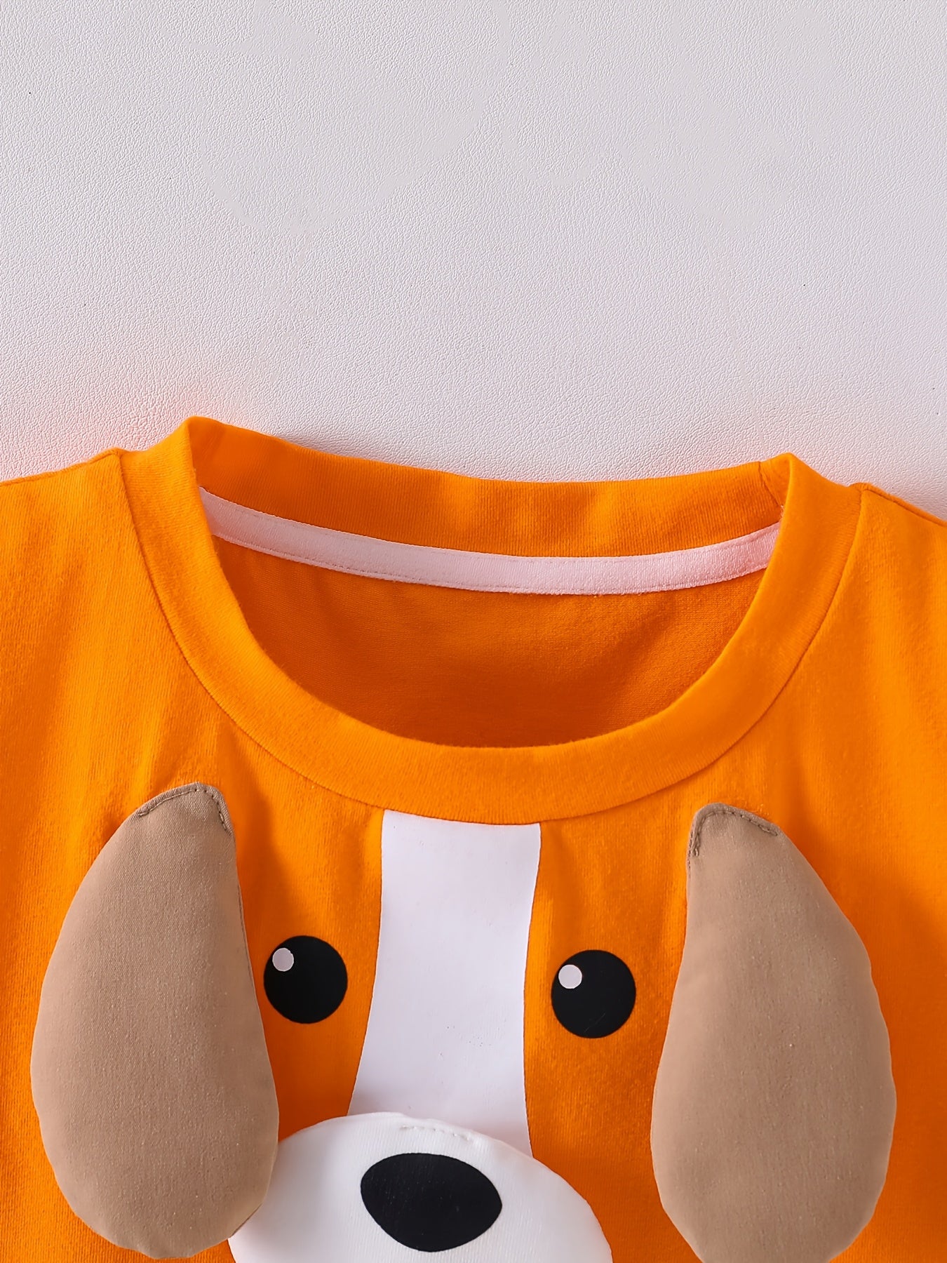 Combinaison bébé sans manches Orange Chien – Romper cartoon mignon avec oreilles 3D