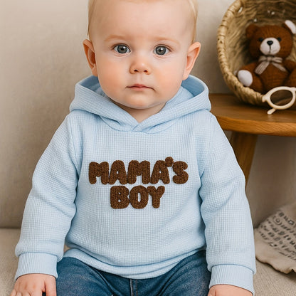 Sweat-shirt à capuche bébé garçon “MAMA’S BOY” | Haut seul, doux et confortable