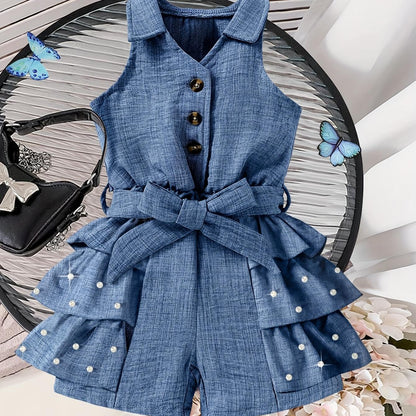 Combishort en denim perlé – Petite Élégance d’Été