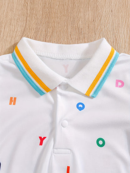 Combinaison Polo Bébé Nouveau-né – 1 Pièce – 100 % Coton Doux – Motifs Lettres Brodées – Été